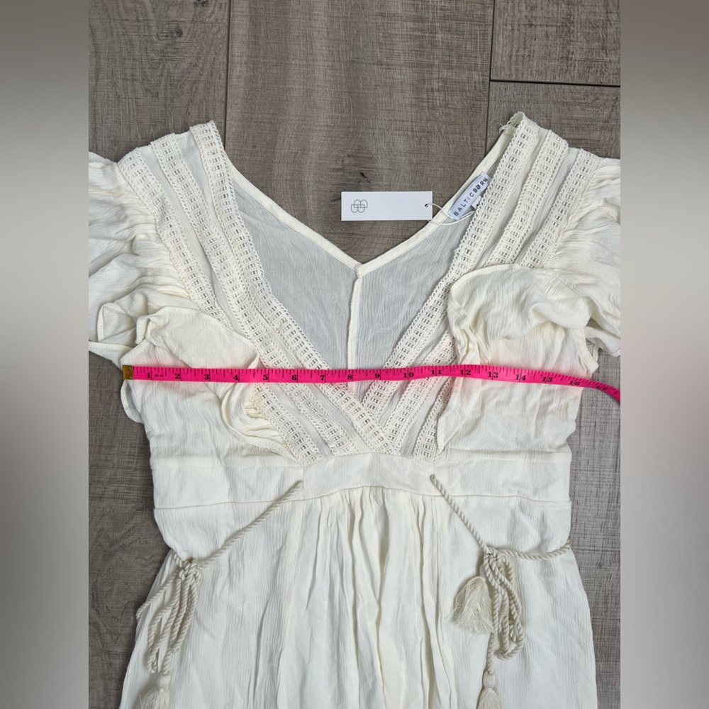 NWT Baltic Born Jennifer Deep V Neck Maxi Dress With Ruffle Sleeves Size Medium - Picture 8 of 14